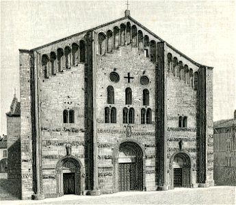 Pavia Basilica di San Michele Maggiore xilografia di Barberis