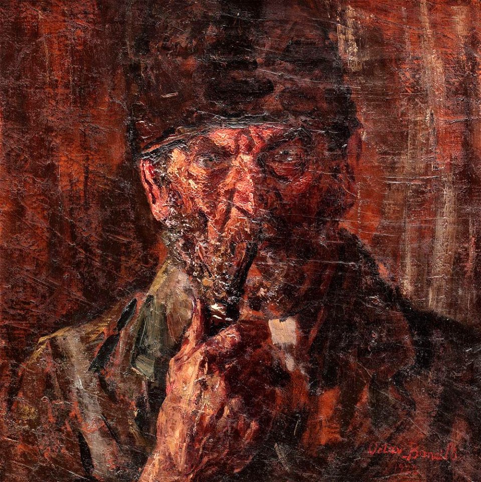 Peasant with Pipe by Octav Băncilă 1912. Free illustration for personal and commercial use.