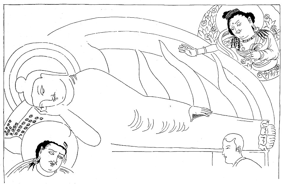 Peacock Cave, Cella scene 10, Parinirvana