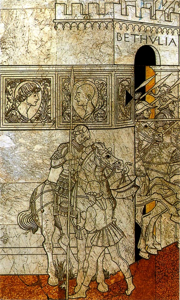 Pavimento di siena, storie di giuditta (francesco di giorgio) 03