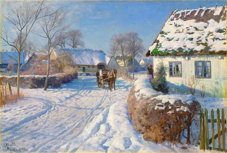 Peder mørk mønsted a village in the snow093636)