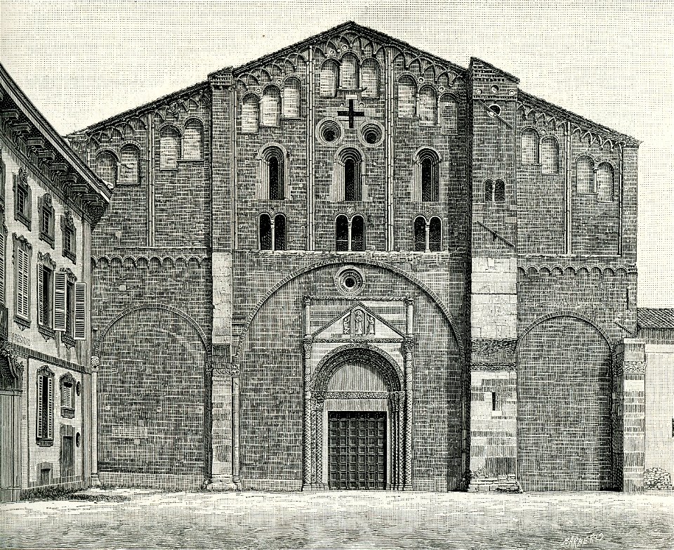 Pavia chiesa di San Pietro in Cielo d’Oro xilografia di Barberis