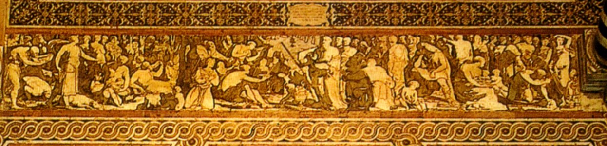 Pavimento di siena, mosè fa scatrurire l'acqua dalla rupe di horeb 00