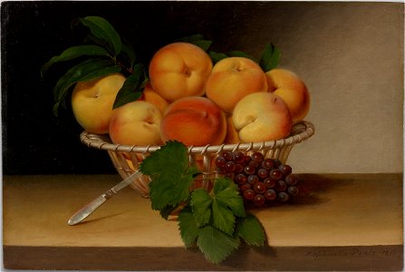 Still Life Basket of Peaches by Raphaelle Peale 1816. Free illustration for personal and commercial use.