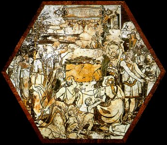 Pavimento di siena, esagono, sacrificio dei sacerdoti di baal (beccafumi)