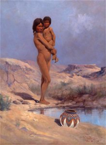 Apache Kids by Edgar Samuel Paxson, 1891. Free illustration for personal and commercial use.