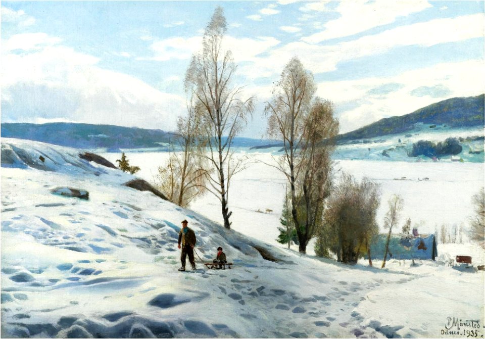 Peder Mønsted - Vinterdag ved Odnes, Norge