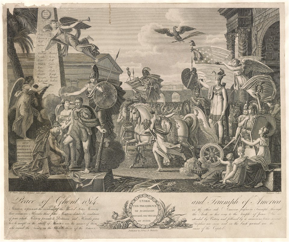 Peace of Ghent 1814 and triumph of America - Mme. Plantou, Citizen of the United States pinxit ; Chataigner, sculpsit. LCCN2003670665