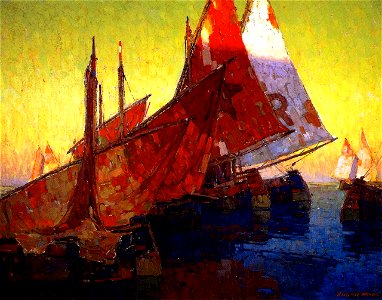 Edgar Payne Sundown, Boats at Chioggia, Italy