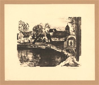 Paysage à Eikenvliet, print by Armand Apol (1879-1950), Belgium, (1914), Prints Department of the Royal Library of Belgium, S.IV 25467