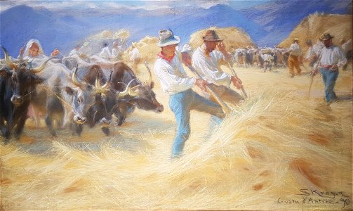 Peder Severin Krøyer - Tærskning i Abruzzerne. Pastel - 1890
