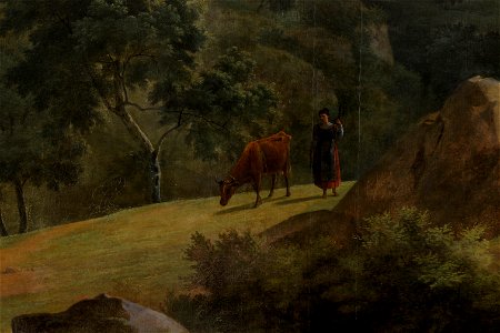 Paysage d'Italie avec architecture et oratoire, détail d'une paysanne (phbw12 0221)