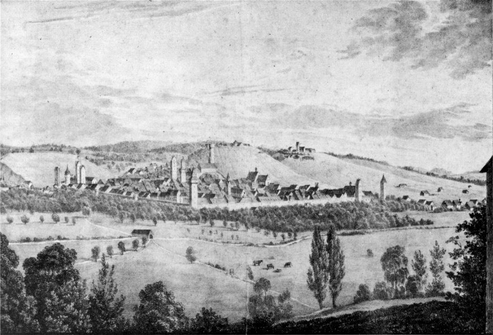Pecht nach Edinger Ravensburg von Nordwesten c1832