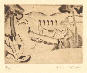 Paysages de Provence (06) - Vence. Le viaduc, print by Armand Apol (1879-1950), Belgium, 1929, Prints Department of the Royal Library of Belgium, III 81386 C - 06