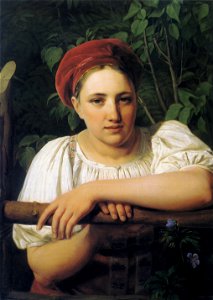 Peasant girl from Tver by Venetsianov. Free illustration for personal and commercial use.