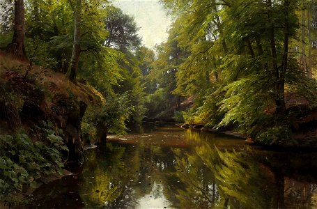 Peder Mønsted - Skovbevoksede River Landskab