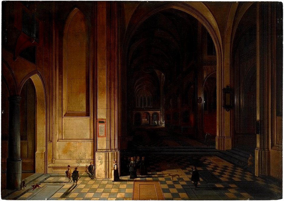 Peeter Neeffs the Elder - Interior of a Church at Night with a Procession - 2001.167 - Fogg Museum