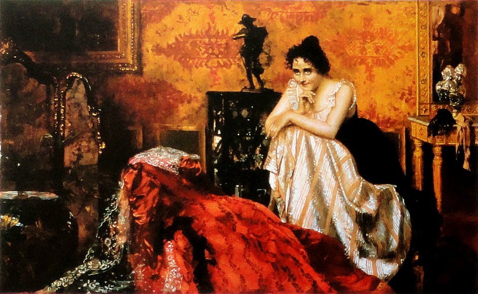 Pedro Weingärtner - Interior com figura feminina - 1897