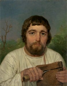 Peasant with bread by Venetsianov (1820s, Russian museum). Free illustration for personal and commercial use.