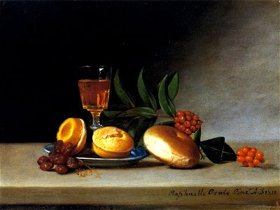 Raphaelle Peale - Still life with wine glass (1818). Free illustration for personal and commercial use.