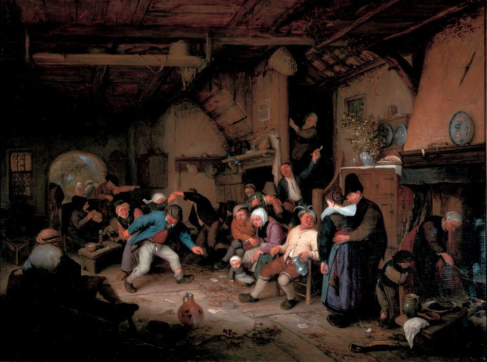 Peasants dancing in a tavern, by Adriaen van Ostade