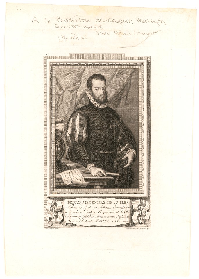 Pedro Menendez de Aviles - Josef Camaron lo dibo. ; Franco. de Paula Marti lo grabo ano 1791. LCCN90716344