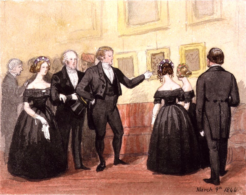 Sir Robert Peel, 2nd Bt showing his pictures by Jemima Blackburn (née Wedderburn)