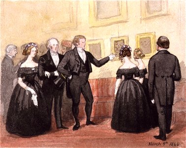 Sir Robert Peel, 2nd Bt showing his pictures by Jemima Blackburn (née Wedderburn)