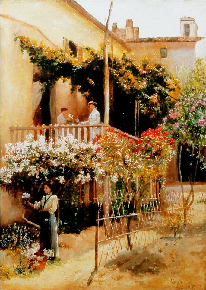 Pedro Weingärtner - Colhendo flores - 1912