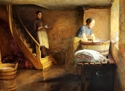Interior fra vaskekælderen under Tvedes bryggeri på Vesterbro , 1890