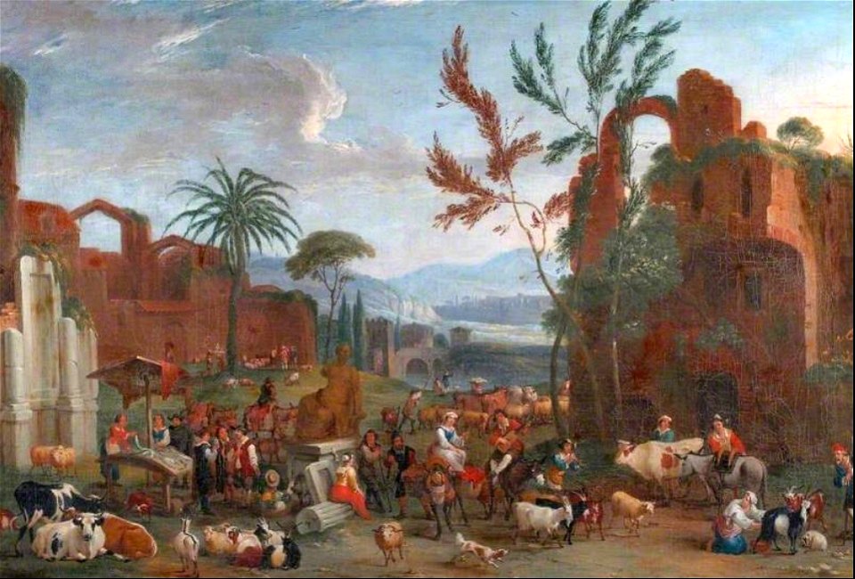 Peeter van Bredael - A Market among Classical Ruins