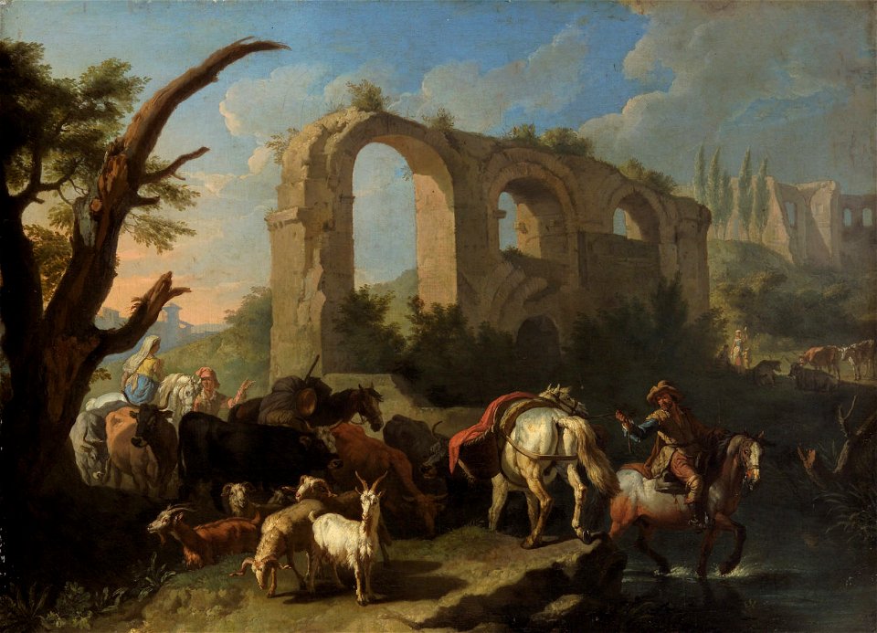 Peeter van Bloemen gen. Standart - Italienische Landschaft mit Pferden und Hirten - GG 1735 - Kunsthistorisches Museum