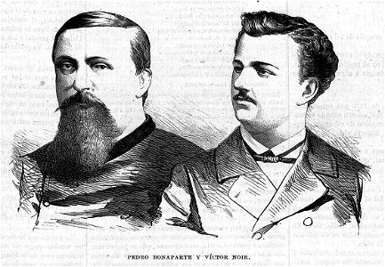 Pedro Bonaparte y Víctor Noir, en La Ilustración de Madrid. Free illustration for personal and commercial use.