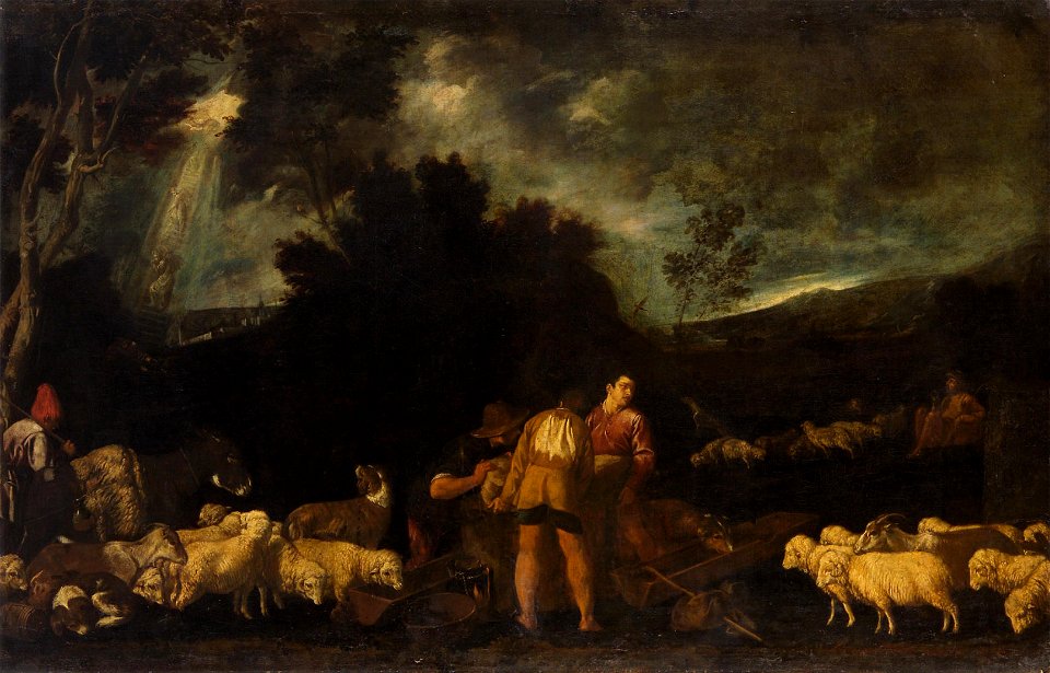 Pedro de Orrente - Jakob am Brunnen (Im Hintergrund, Jakobs Traum von der Himmelsleiter) - GG 1575 - Kunsthistorisches Museum