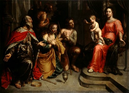 Peeter van Lint - Repentant Sinners in front of the Virgin and Child. Free illustration for personal and commercial use.