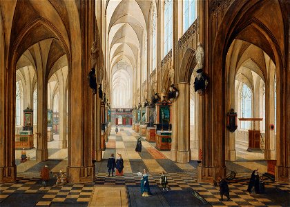 Peeter Neeffs the Elder (Antwerp active 1605 - Antwerp 1656-61) - The Interior of Antwerp Cathedral by day - RCIN 405488 - Royal Collection