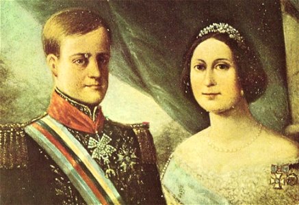 Pedro II of Brazil and Teresa Cristina 1843. Free illustration for personal and commercial use.