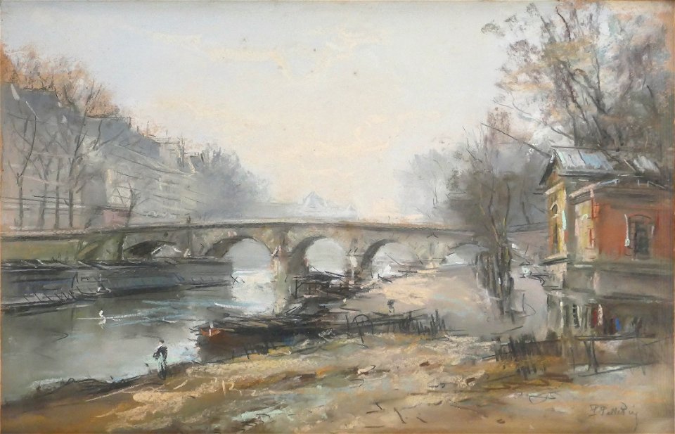 Pelletier P.J. - Pastel - Le Pont Marie à Paris - 30.2x46.3cm