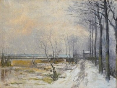 Pelletier P.J. - Pastel - Paysage hivernal - 50x65cm
