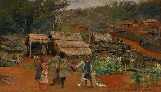 Pedro Weingärtner Blumenbekränzte Mädchen in Nuova Veneza 1893
