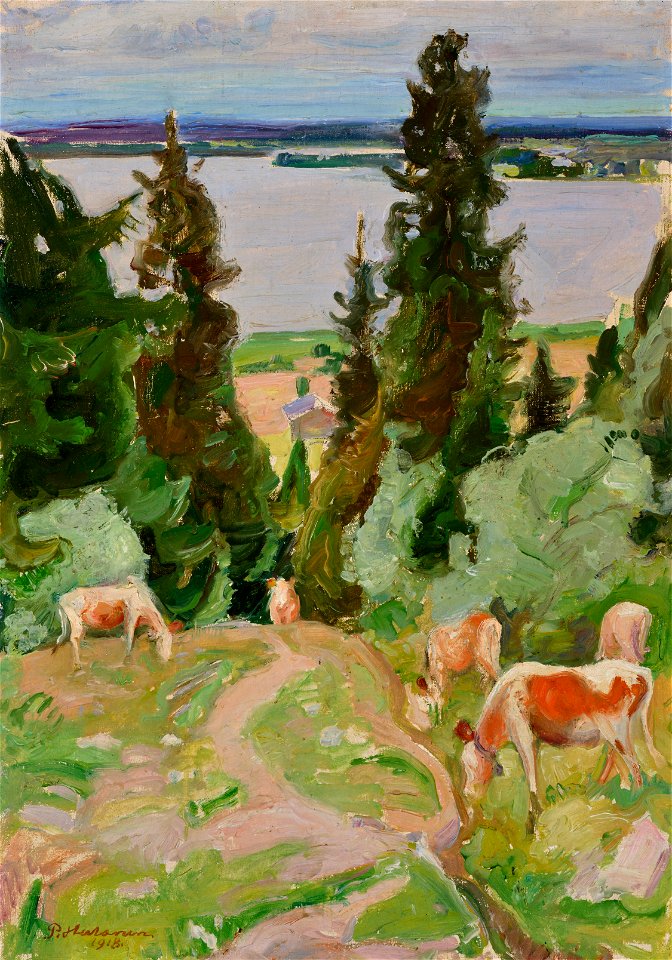 Pekka Halonen - Lehmiä Väisälänmäellä (1918)