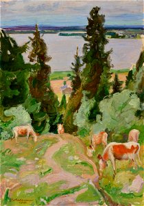 Pekka Halonen - Lehmiä Väisälänmäellä (1918)