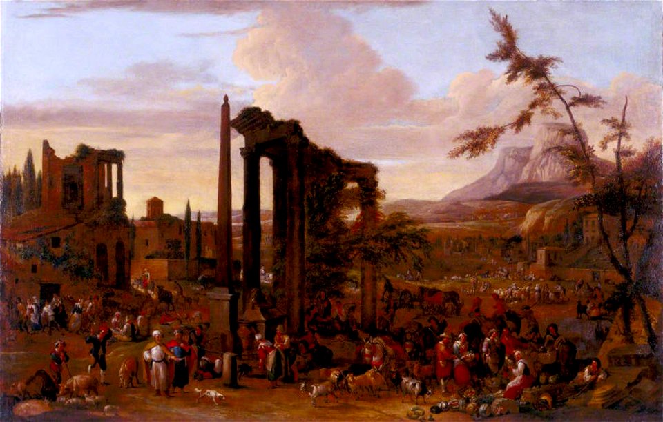 Peeter van Bredael (1629-1719) - Market Scene Set amidst a Capriccio of Ruins - 719453 - National Trust