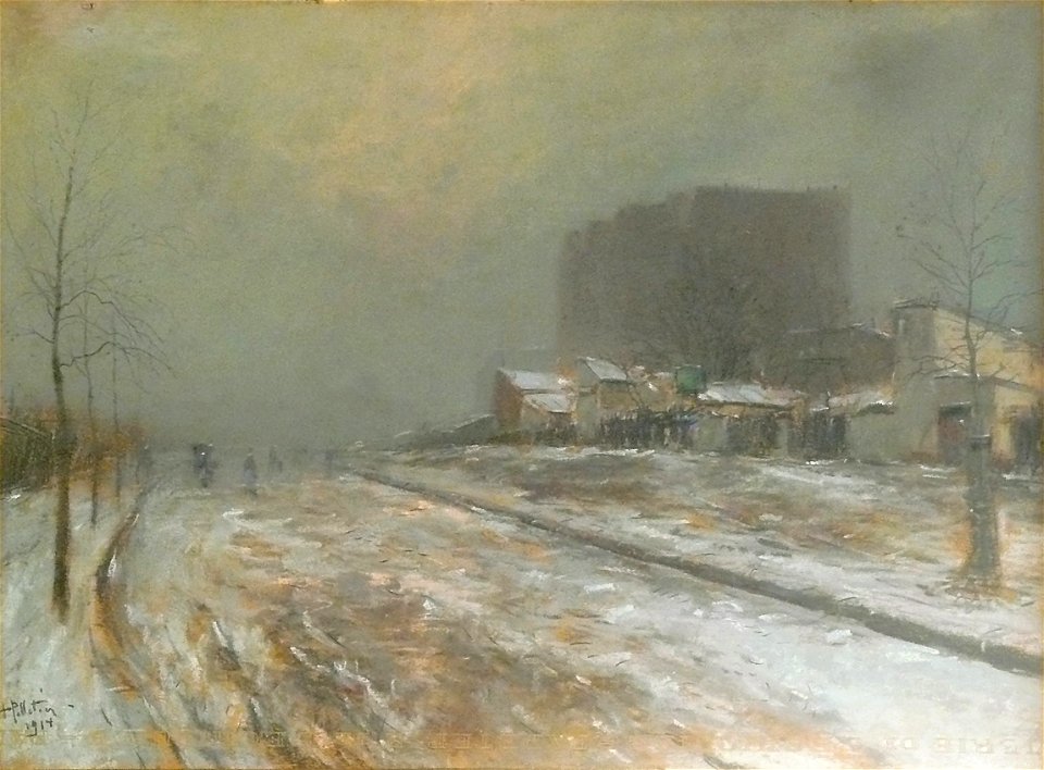 Pelletier P.J. - Pastel - Saint Ouen, le marché Malik, l'hiver - 38x50cm