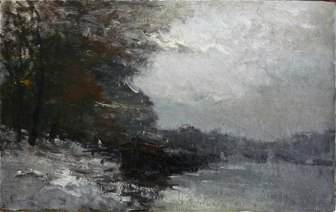 Pelletier P.J. - Oil on canvas - Paris, la Seine sous la neige - 38x61cm