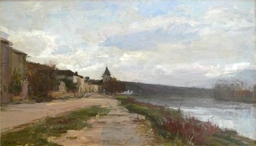Pelletier P.J. - Oil on panel - Paysage des environs de Paris (ou de Normandie) - 33x55cm