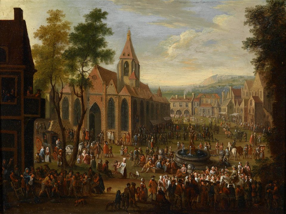 Peeter van Bredael (attr) Fest auf einem städtischen Platz