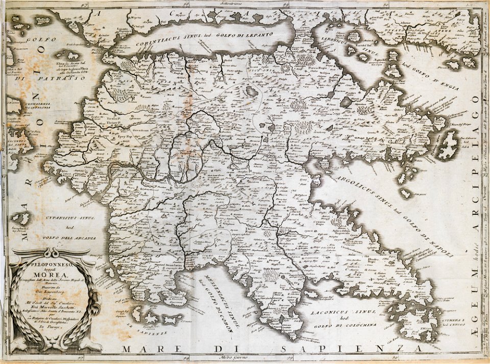 Peloponneso hoggidi Morea - Coronelli Vincenzo - 1686