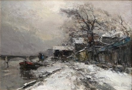 Pelletier P.J. - Oil on canvas - Paris, quais de la Seine sous la neige - 50x73cm