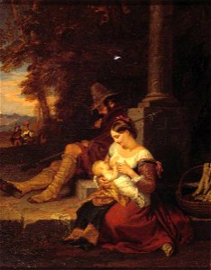 Penry Williams (1802-1885) - Pilgrims Reposing at a Cross - N00434 - Tate
